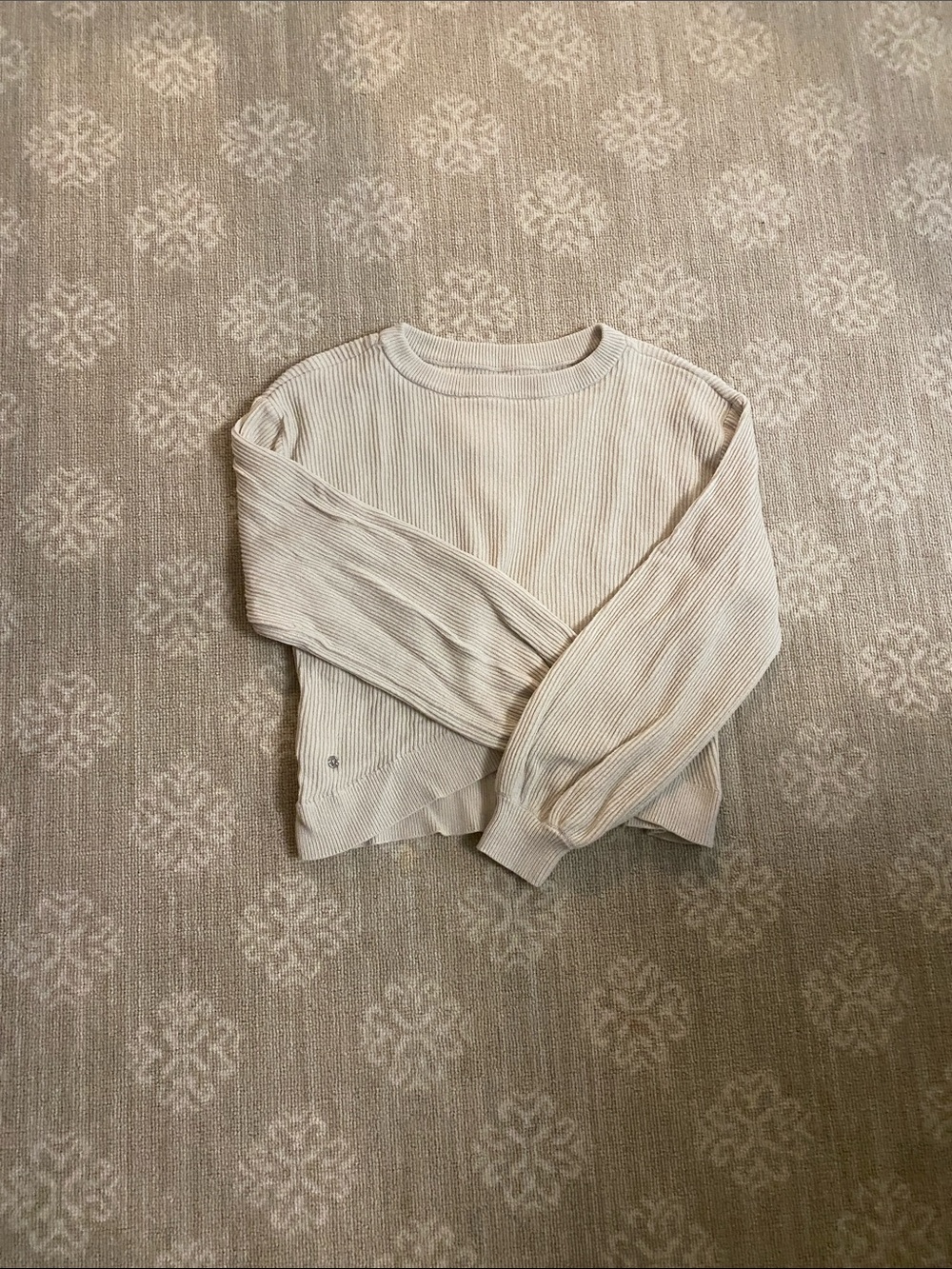 lululemon athletica Cream Ribbed Crew Neck Sweater